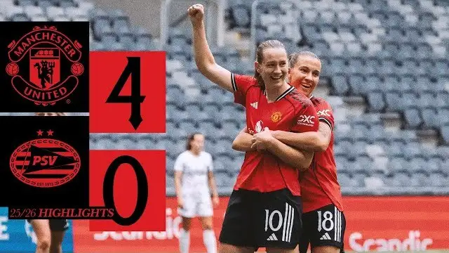 Champions League starts here for Red devils. With hattrick by Elisabeth Terland