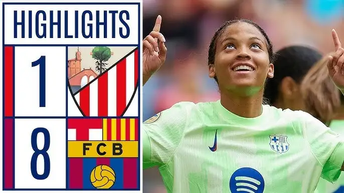 Two goals for mom, one stunning goal from Patri. Barcelona crushed Athletic Bilbao. 8:1