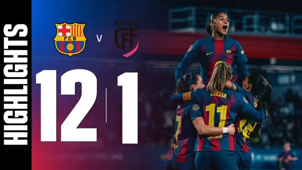 Barcelona returned in full force after the winter break and defeated Madrid CFF 12-1